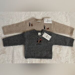 Both for $28 Zara kids Beige Knit Sweater with Embroidery